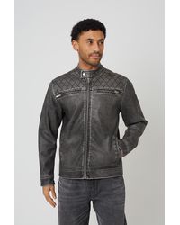Brave Soul - Onion Quilted Vintage Pu Biker Jacket - Lyst