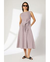 PRINCIPLES - Gingham Fit And Flare Midi Dress Cotton - Lyst