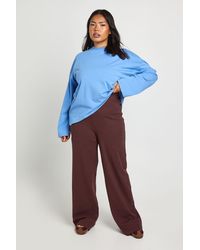 Boohoo - Plus Basic Rib Straight Leg Trouser - Lyst