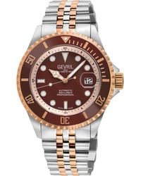 Gevril - Wall Street Swiss Automatic Sellita Sw200 Bright Enamel Dial, Ss/Iprg Satin And Polished Bracelet Watch - Lyst