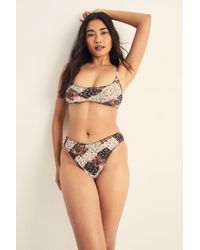Nasty Gal - Patchwork Stitch Detail Crop High Leg Bikini Set - Lyst