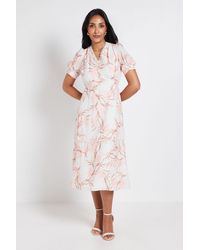 Wallis - Petite Floral Button Midi Tea Dress - Lyst