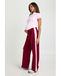 Boohoo - Maternity Contrast Side Stripe Wide Leg Trousers - Lyst