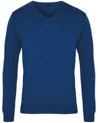 PREMIER - V-Neck Knitted Sweater (Royal) - Lyst