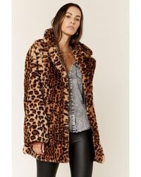 Gini London - Print Faux Fur Coat Jacket - Lyst