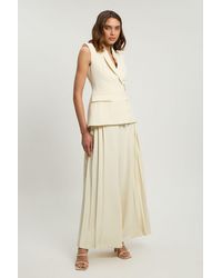 Karen Millen - Tailored Crepe Asymmetric Pleat Wide Leg Jumpsuit - Lyst