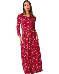 Roman - Floral Print Pocket Detail Midi Dress - Lyst