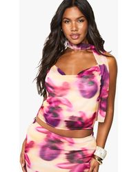 Boohoo - Blurred Floral Print Cowl Neck Woven Cami Top - Lyst