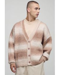 BoohooMAN - Oversized Boxy Fit Ombre Stripe Knitted Cardigan - Lyst