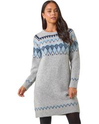 Roman - Petite Nordic Pattern Knit Jumper Dress - Lyst