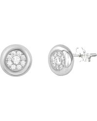 The Jewellery Stockroom - Sterling 9Mm Cubic Zirconia Pave Round Stud Earrings - Lyst