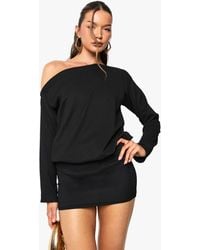 Boohoo - Off The Shoulder Long Sleeve Bodycon Mini Dress - Lyst