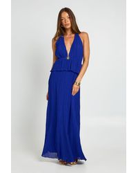 Boohoo - Plisse Trim Plunge Front Maxi Dress - Lyst