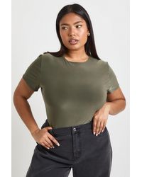 Boohoo - Plus Double Layer Slinky Fitted Bodysuit - Lyst