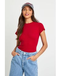 Boohoo - Basic Rib Short Sleeve Fitted Top - Lyst