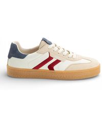 Tamaris - Off Leather Stripe Trainer Sneaker Shoes - Lyst