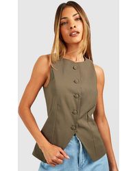 Boohoo - Self Fabric Button Front Waistcoat - Lyst
