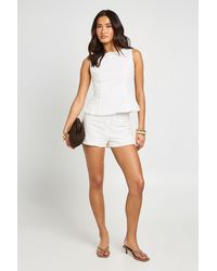 Boohoo - Broderie Tailored Shorts - Lyst