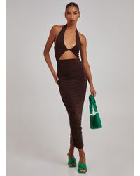 Pink Vanilla - Cut Out Gathered Midi Dress - Lyst