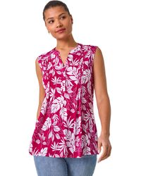Roman - Textured Leaf Print Vest Top - Lyst