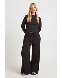 Boohoo - Petite Crew Neck Long Sleeve Top And Straight Leg Jogger Tracksuit - Lyst