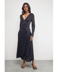 Warehouse - Lace V Neck Godet Detail Midi Dress - Lyst