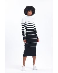 Hiccup - Knitted Striped High Neck Long Sleeve Midi Dress - Lyst