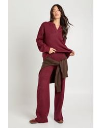 Boohoo - Tall Super Soft V Neck Collared Knitted Jumper And Straight Leg Trouser Co-Ord - Lyst