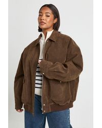 Boohoo - Plus Suede Bomber Jacket - Lyst