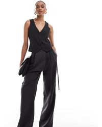 ASOS - Design Tailored Wide Leg Trousers With Wrap Tie Detail - Lyst