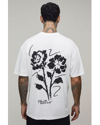 BoohooMAN - Tall Oversized Floral Sketch Print T-Shirt Cotton - Lyst