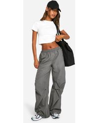 Boohoo - Nylon Wide Leg Cargo Trouser - Lyst