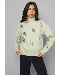 Wallis - Embellished Roll Neck Jumper - Lyst