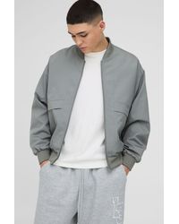 BoohooMAN - Oversized Boxy Seam Detail Nylon Bomber Jacket - Lyst
