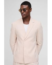BoohooMAN - Straight Fit Linen Blend Blazer - Lyst