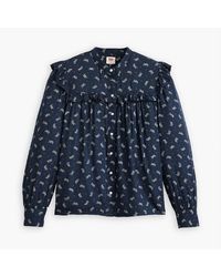 Levi's - Levi's Gianna Mock Neck Ruffle Sleeve Peasant Blouse - Lyst