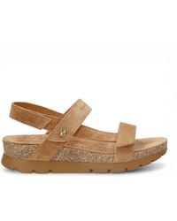 Panama Jack - Wedge Bark Suede Leather Sandals - Lyst