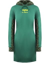 PUMA - X Mr. Doodle Long Sleeve Pullover Green S Hooded Jumper Dress 598686 91 - Lyst