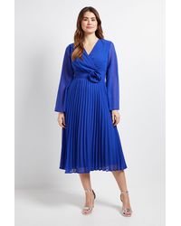 Wallis - Cape Sleeve Pleated Corsage Midi Dress - Lyst