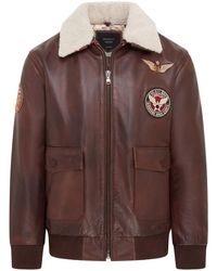 Infinity Leather - Cowhide Aviator Bomber Jacket - Lyst