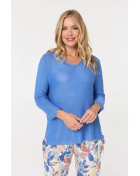Izabel London - Mesh Texture 3/4 Sleeve Relaxed Top - Lyst