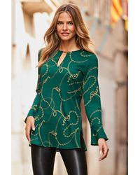 Sosandar - Chain Print Keyhole Detail Top - Lyst
