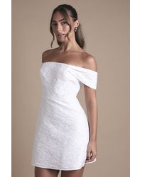Oasis - Off The Shoulder Jacquard Wedding Mini Dress - Lyst