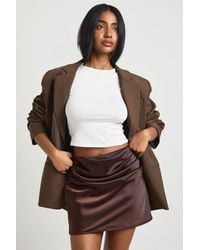 Boohoo - Satin Drape Front Mini Skirt - Lyst