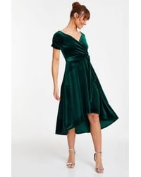 Quiz - Bottle Green Velvet Bardot Midi Dress - Lyst