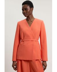 Karen Millen - Compact Stretch Viscose Tailored Collarless Blazer - Lyst