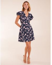 Blue Vanilla - Vanilla Floral Frill Sleeve Mini Dress - Lyst