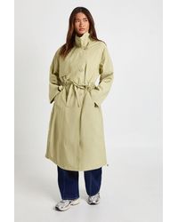 Boohoo - Textured Cinched Waist Trench Coat - Lyst