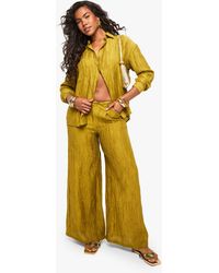 Boohoo - Woven Crinkle Wide Leg Pants - Lyst