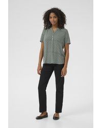 Kaffe - Blouse Met Korte Mouwen Regular Fit Grape Leaf Dark - Lyst